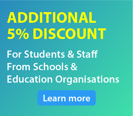 Additional 5% discount for Students and Staff from Education Institution